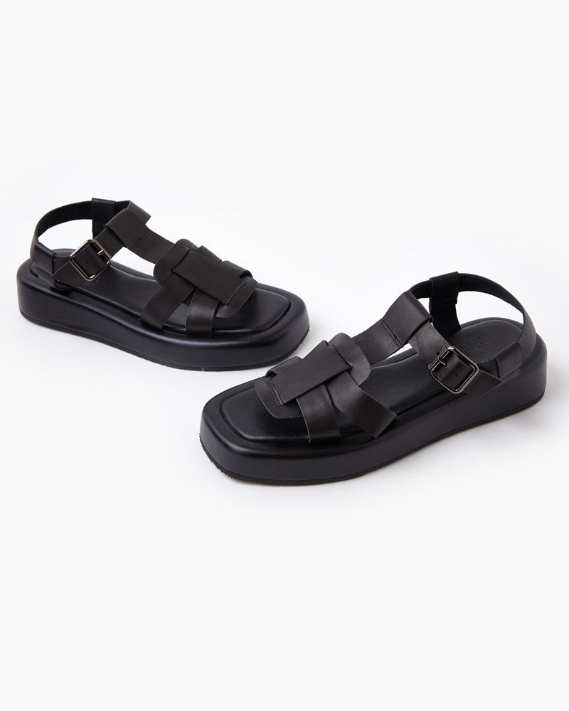 Siena Leather Sandal - Black