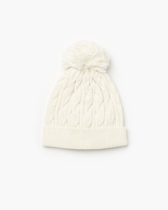 cream cable knit beanie