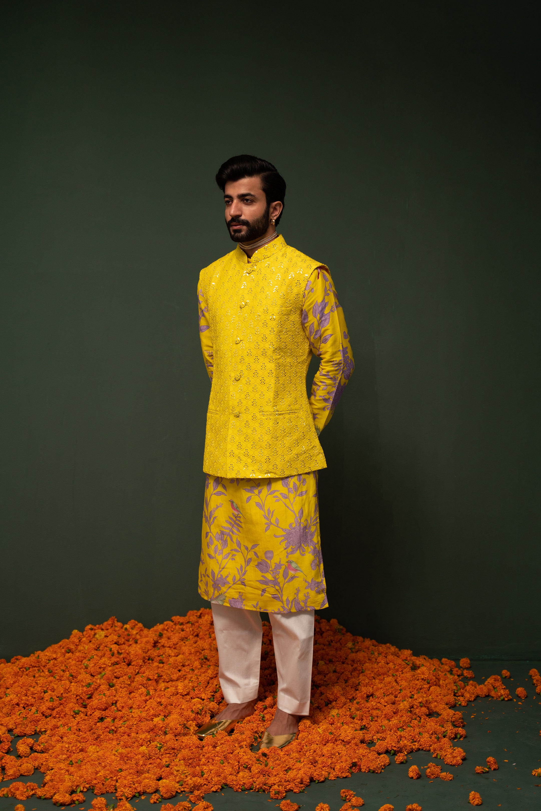 Cotton Men Orange Nehru Jacket at Rs 849/piece in Surat | ID: 23496725673