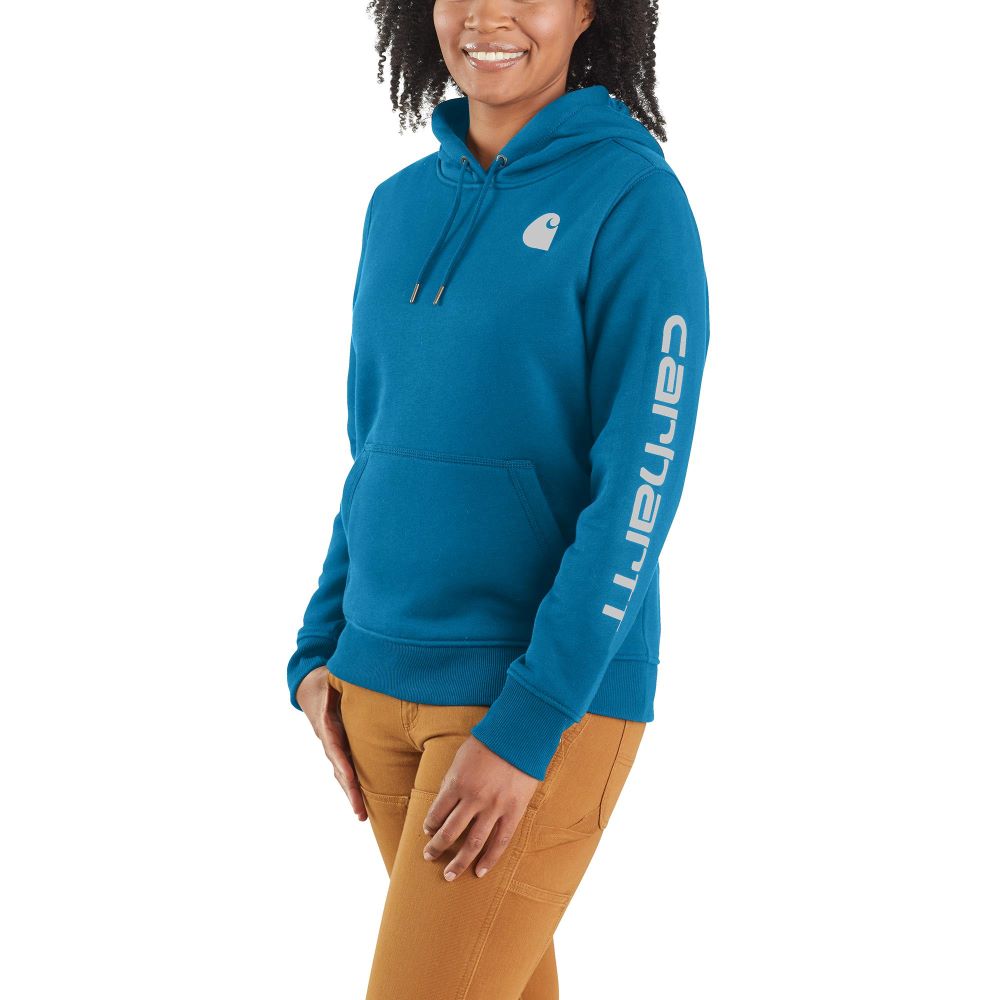 halvkugle Formode udløb Carhartt' Women's Clarksburg Logo Sleeve Graphic Hoodie - Marine Blue –  Trav's Outfitter