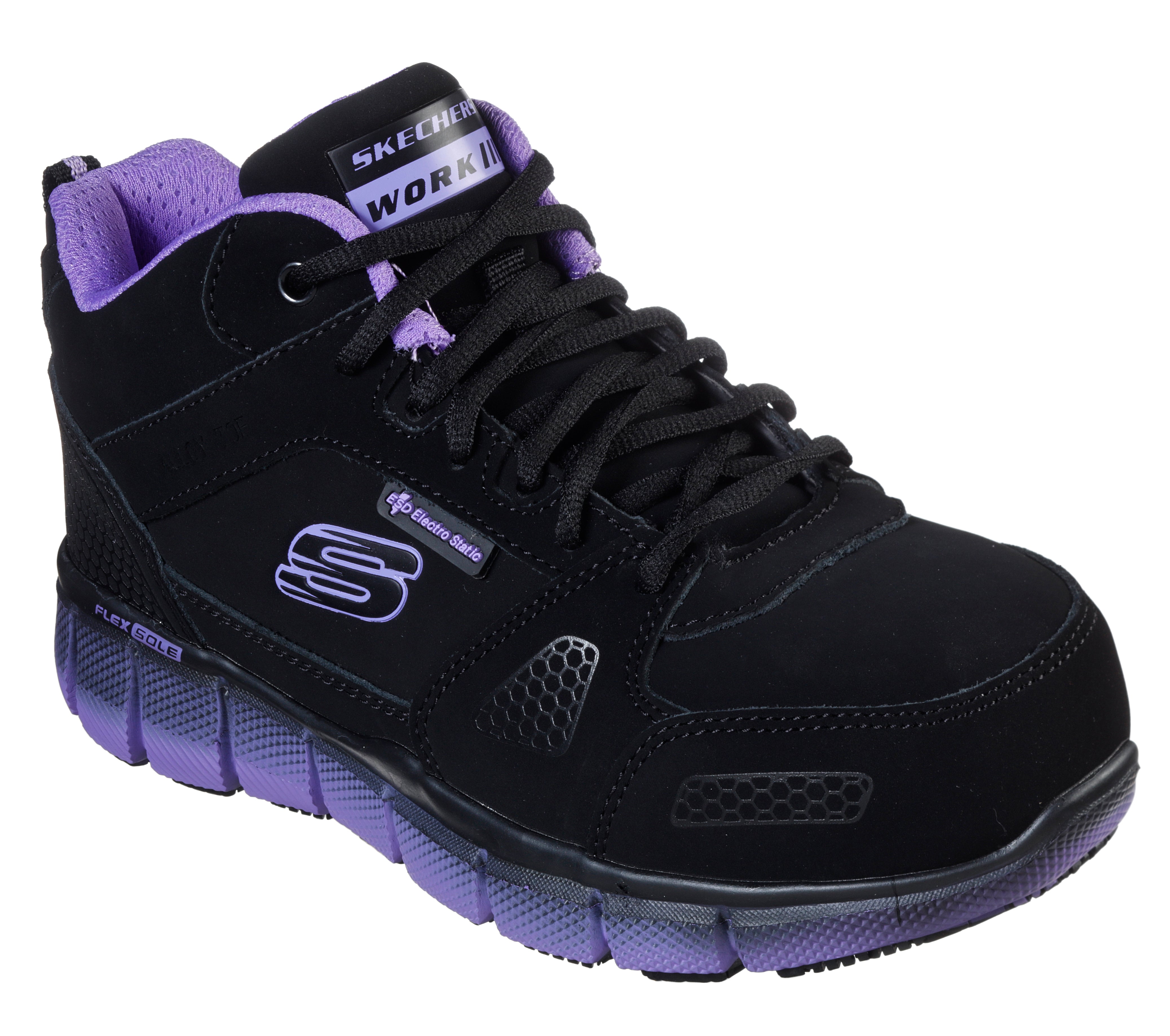 black and purple skechers