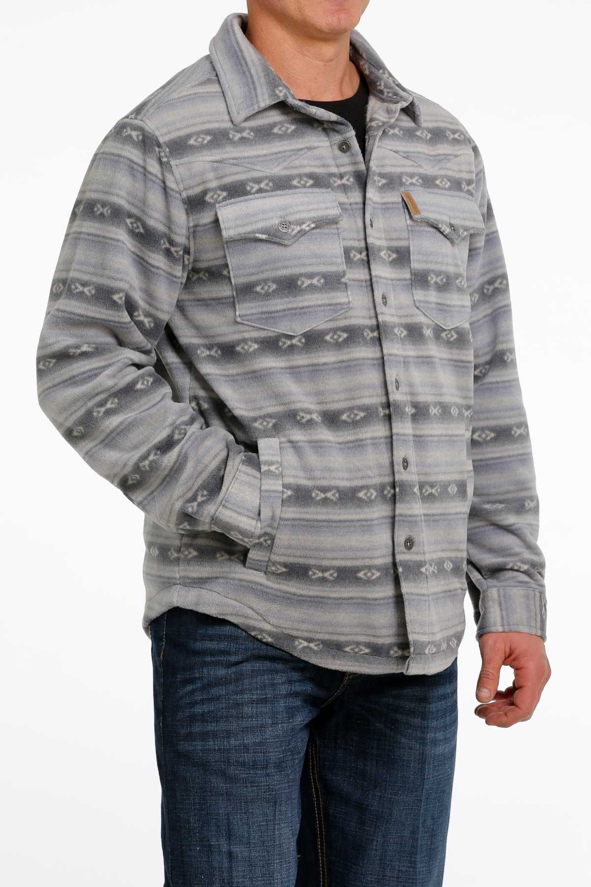 Cinch' Men's Aztec Print Polar Fleece Shirt Jacket - Blue – Trav's Outfitter