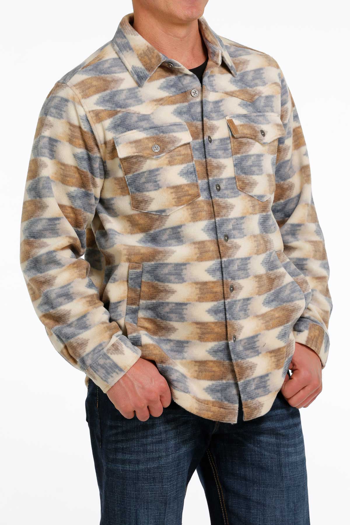 Cinch' Men's Aztec Print Polar Fleece Shirt Jacket - Cream – Trav's  Outfitter