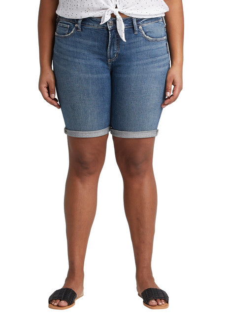 Silver Jeans' Elyse Mid Rise Bermuda Plus Size Short - Dark Indigo Wa –  Trav's Outfitter