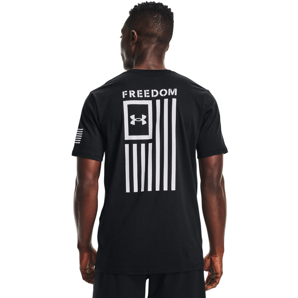 Under Men's Freedom Flag T-Shirt Black White Trav's Outfitter