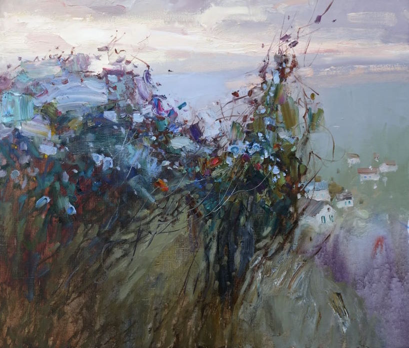 View from the hill 60 x 70 2020 original oil painting on canvas by Alexander Tyunkin