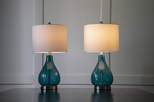 blue green glass table lamps