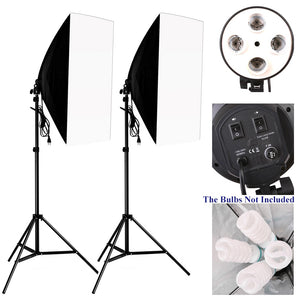Photo Studio Kit Photography Lighting 2PCS*4 Socket Lamp Holder +2PCS* 50*70CM Softbox +2PCS*2m Light Stand Photo Soft Box