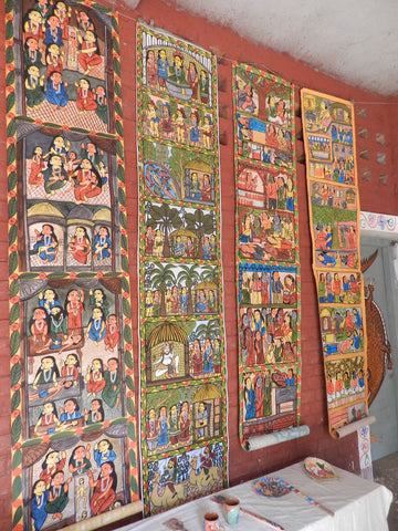 Patua paintings at an artist’s house in Naya, West Bengal