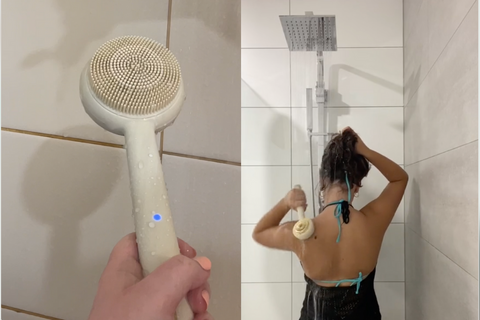 shower using zobelle sonica silicone body brush