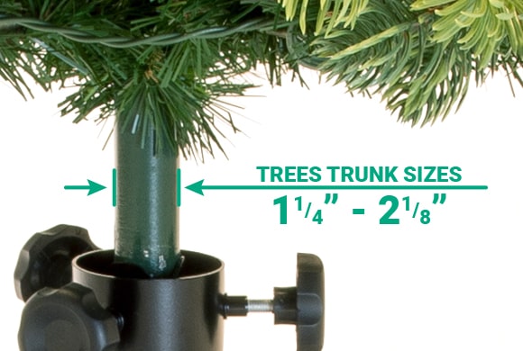 Image demonstrating a tree pole securely fitting into the Rolling Christmas Tree Stand