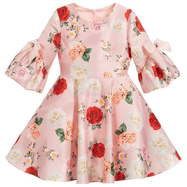 Girls Pink Satin Dress - Junior Couture