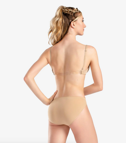 Nude Dance Underwear.Backless Bra Flesh/Clear Straps.Skin Colour Pants  Knickers.