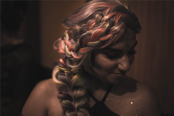 How to use color hair spray to create a multi-colored braid
