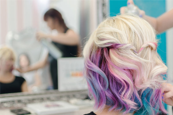 Bright colored hair ideas - ombre pastel hair color underlayer