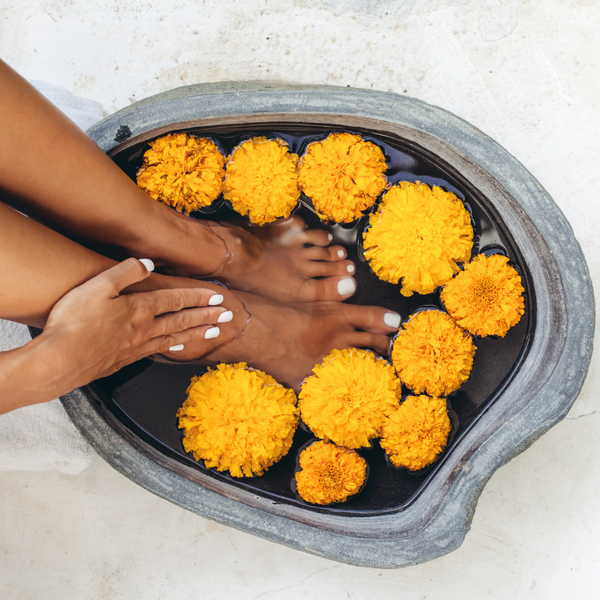 Soaking feet in spa at home