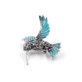 CINDY XIANG New Arrival Rhinestone Hummingbird Brooches for Women Cute Blue Bird Brooch Pin Animal Jewelry Winter Coat Ornament - Products & Products Store
