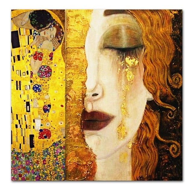 SELFLESSLY Art Gustav Klimt Golden Tears And Kiss Canvas Paintings Wall Art Printed Pictures Famous Painting Classical Art Deco - Products & Products Store