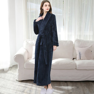 Men Winter Plus Size Long Coral Fleece Bathrobe Kimono Warm Flannel Bath Robe Men Cozy Robes Night Sleepwear Women Dressing Gown - Products & Products Store