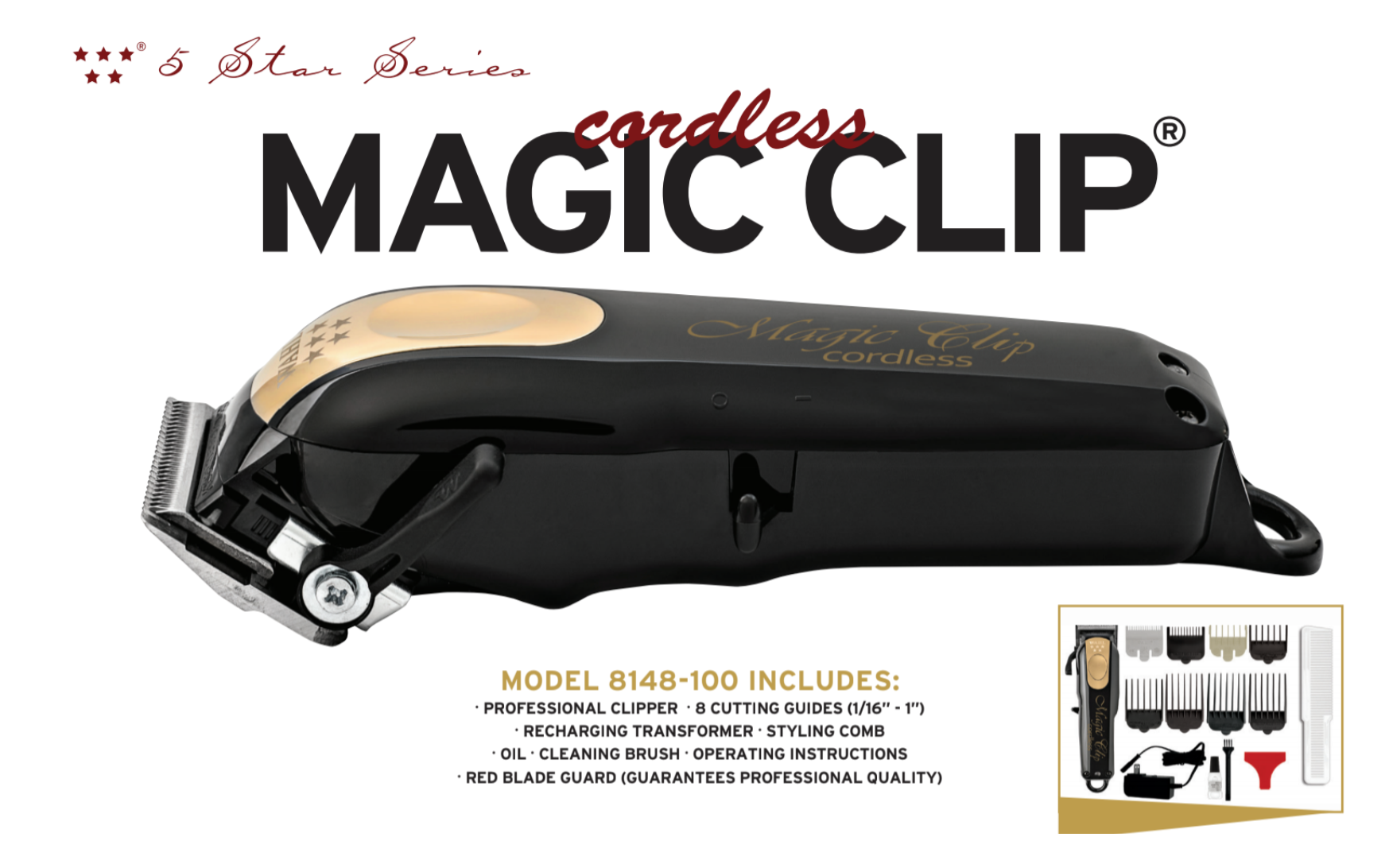 magic clip cordless black and gold