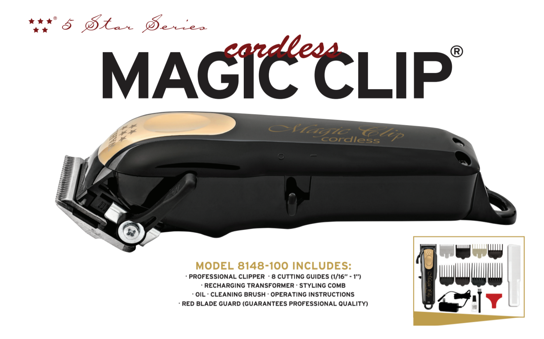 wahl limited edition black and gold cordless magic clip