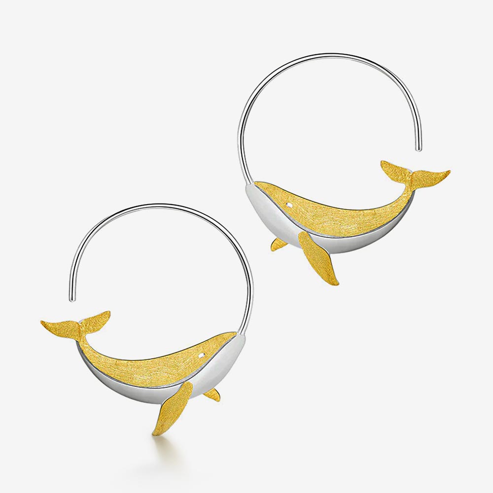 Roaming Whale Hoop Earrings