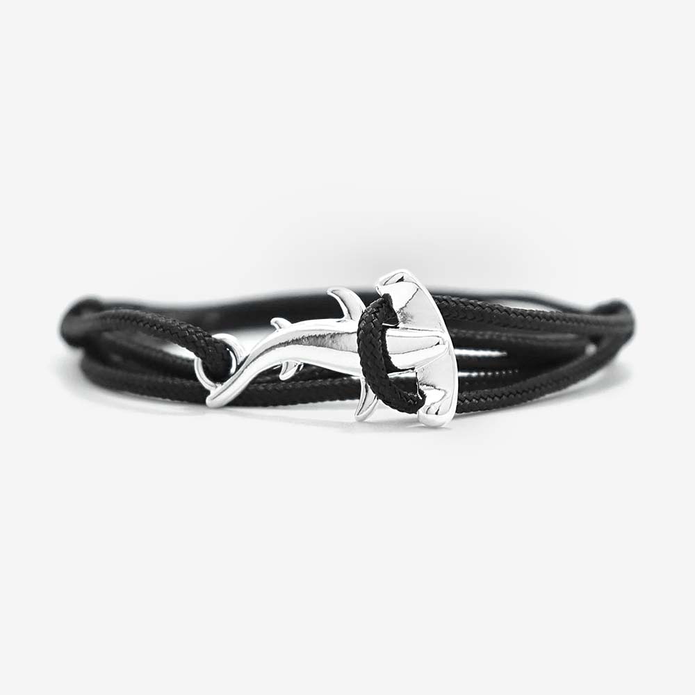 Hammerhead Bracelet on black rope