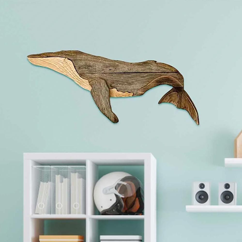 Wooden Whale Wall Decor