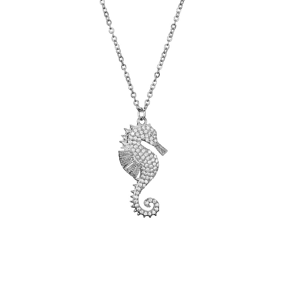 Sparkling Silver Seahorse Necklace | Citrus Reef
