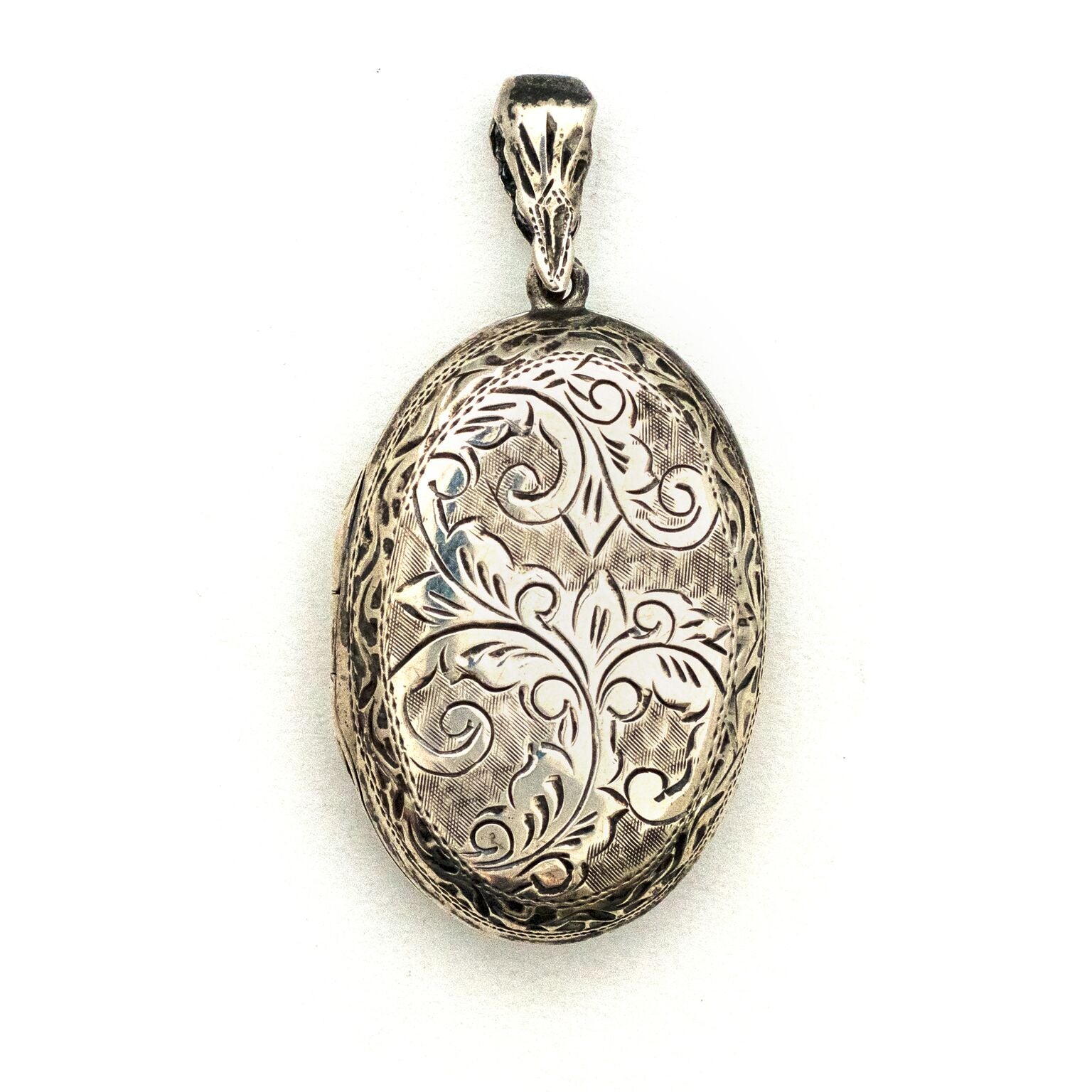 Floral Oval Silver Large Locket Pendant - Gerochristo 3338N