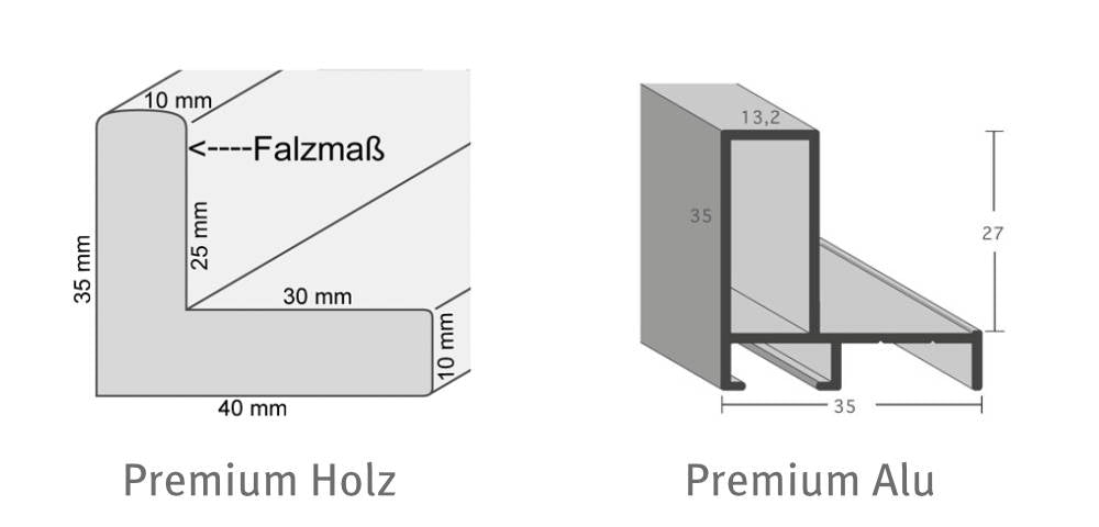 Dein Schattenfugenrahmen passend zur Weltkarte als Leinwandbild kannst du in der Version Alu Silber oder als klassischen Holzrahmen erhalten.