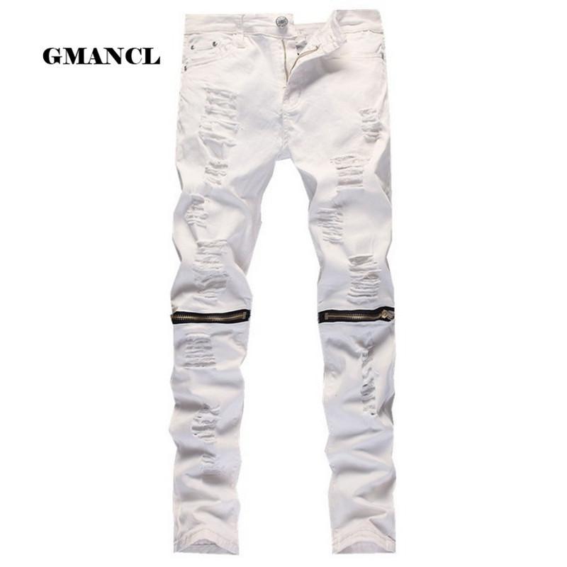 white biker jeans mens