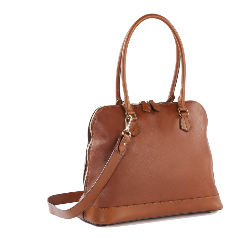 Collette Hybrid Leather Diaper Bag in Caramel, Made in Italy - Alise Design