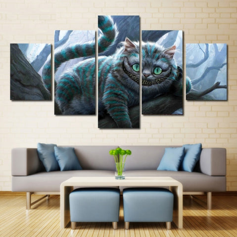 Alice in Wonderland Cheshire Cat Wall Art | Canvas Painting Framed