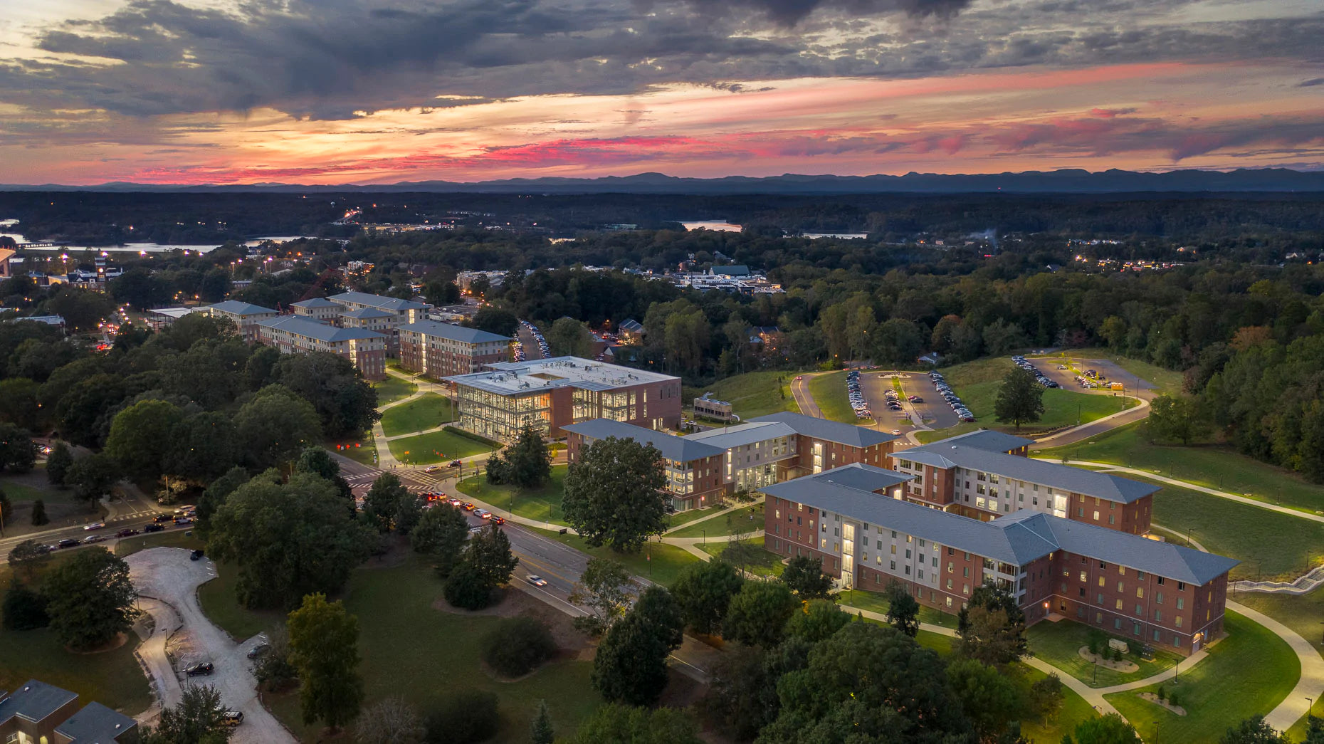 Aerial view of Clemson University campus