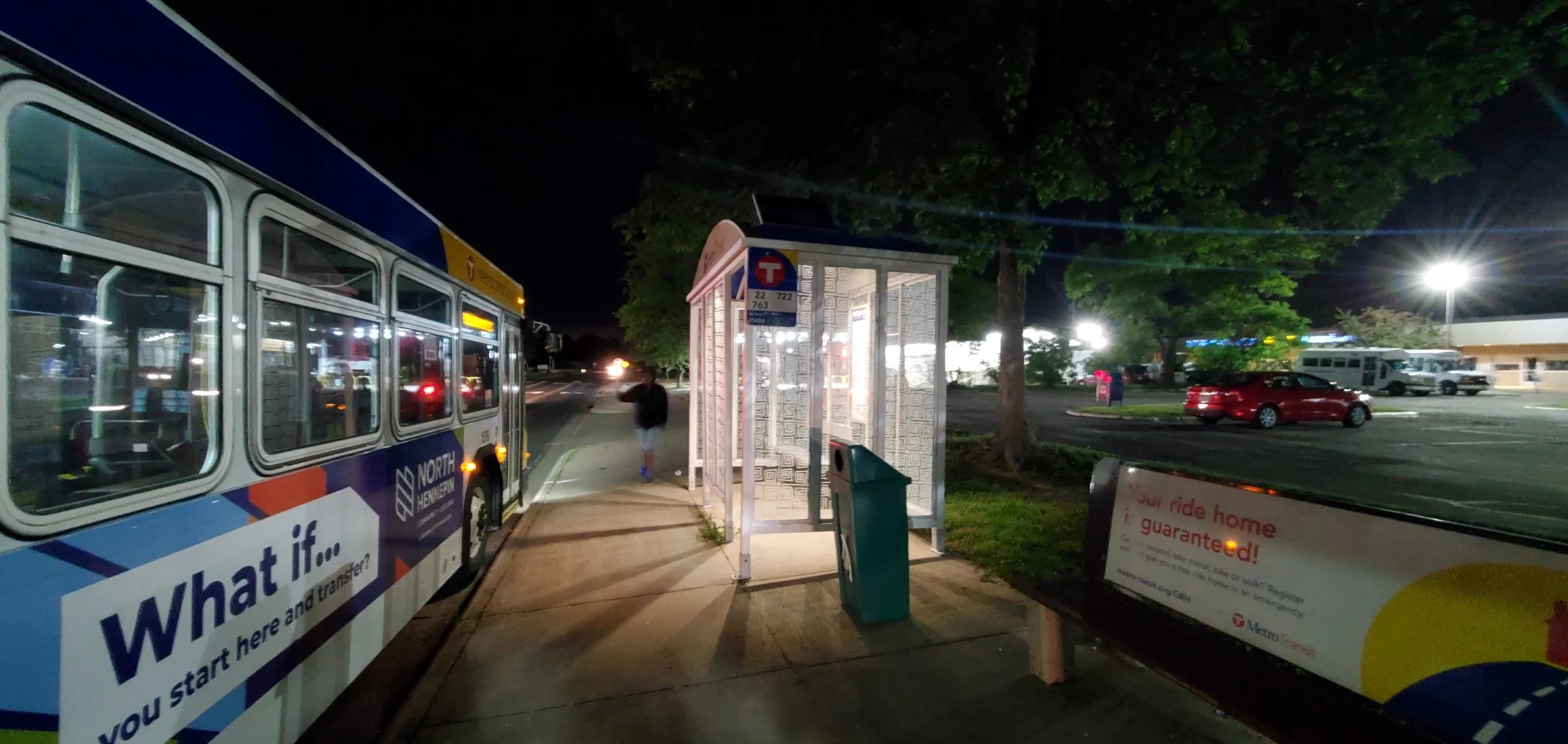 Solar-powered bus shelter in Minneapolis