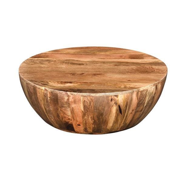 Mango wood drum coffee table - designdistrict