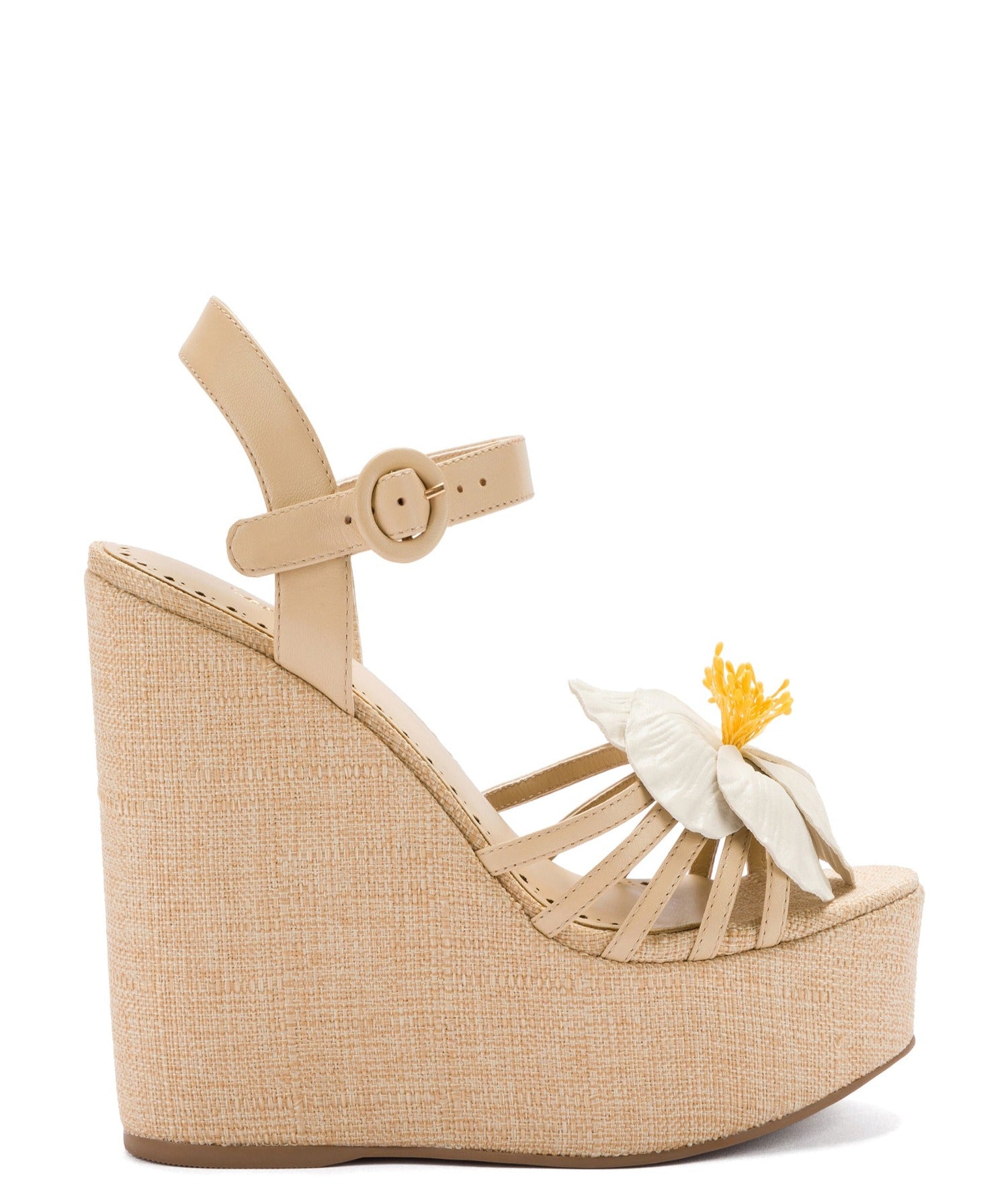 Magnolia Wedge In Ivory Leather