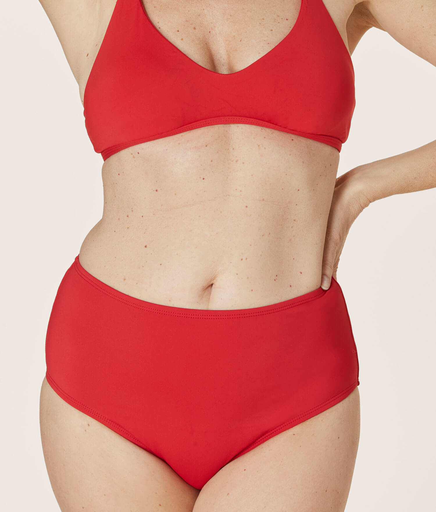 The High - Waisted - Bottom - Flat - Cherry Red – Andie Swim