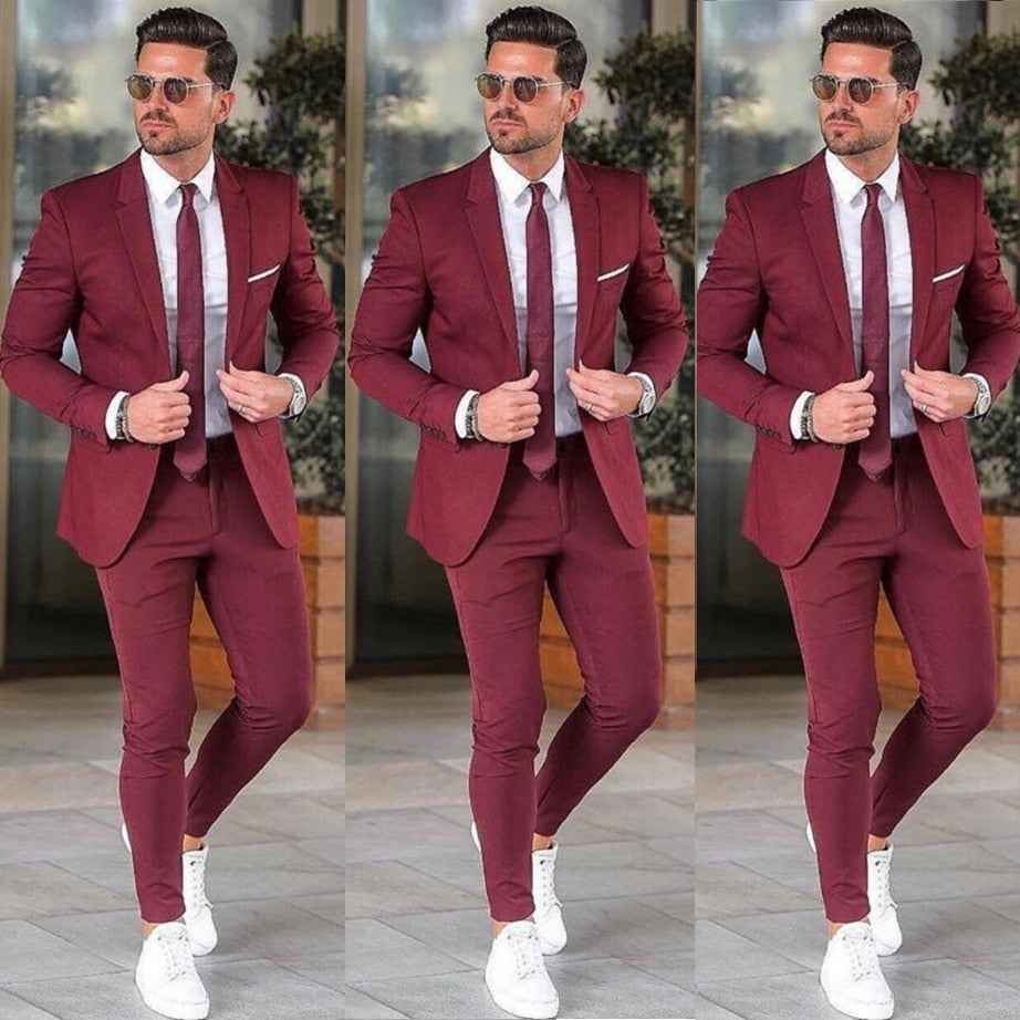 burgundy suit men