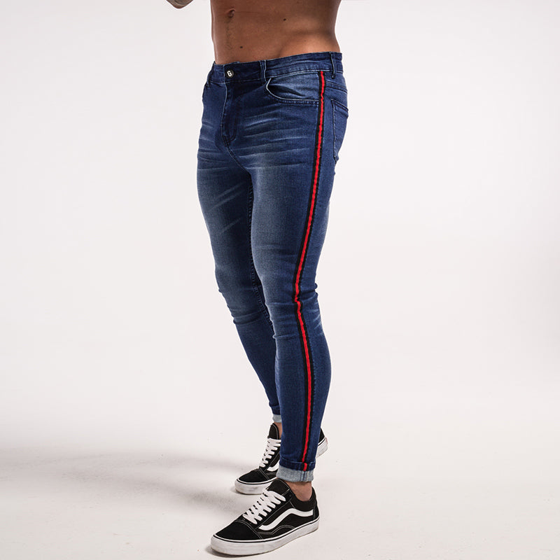 skinny jeans with side stripe mens