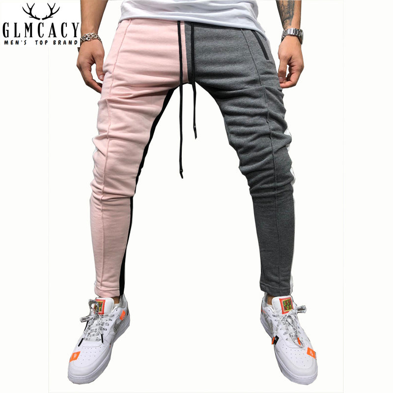 patchwork slim sports jogger pants