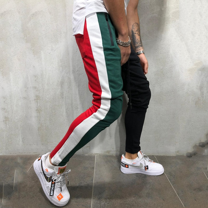 patchwork slim sports jogger pants