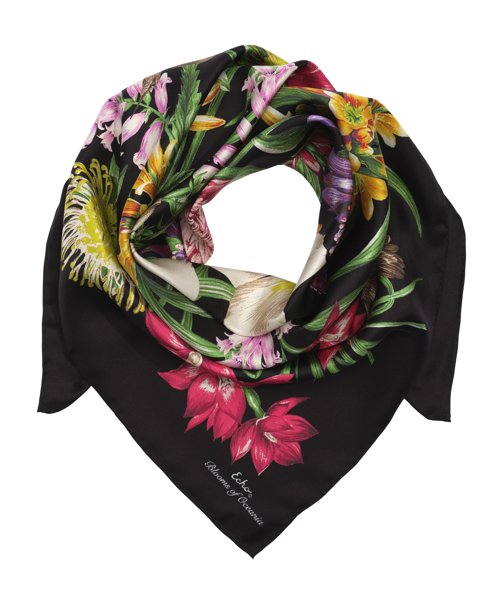 Echo New York Blooms Of Oceania 35" Silk Square In White