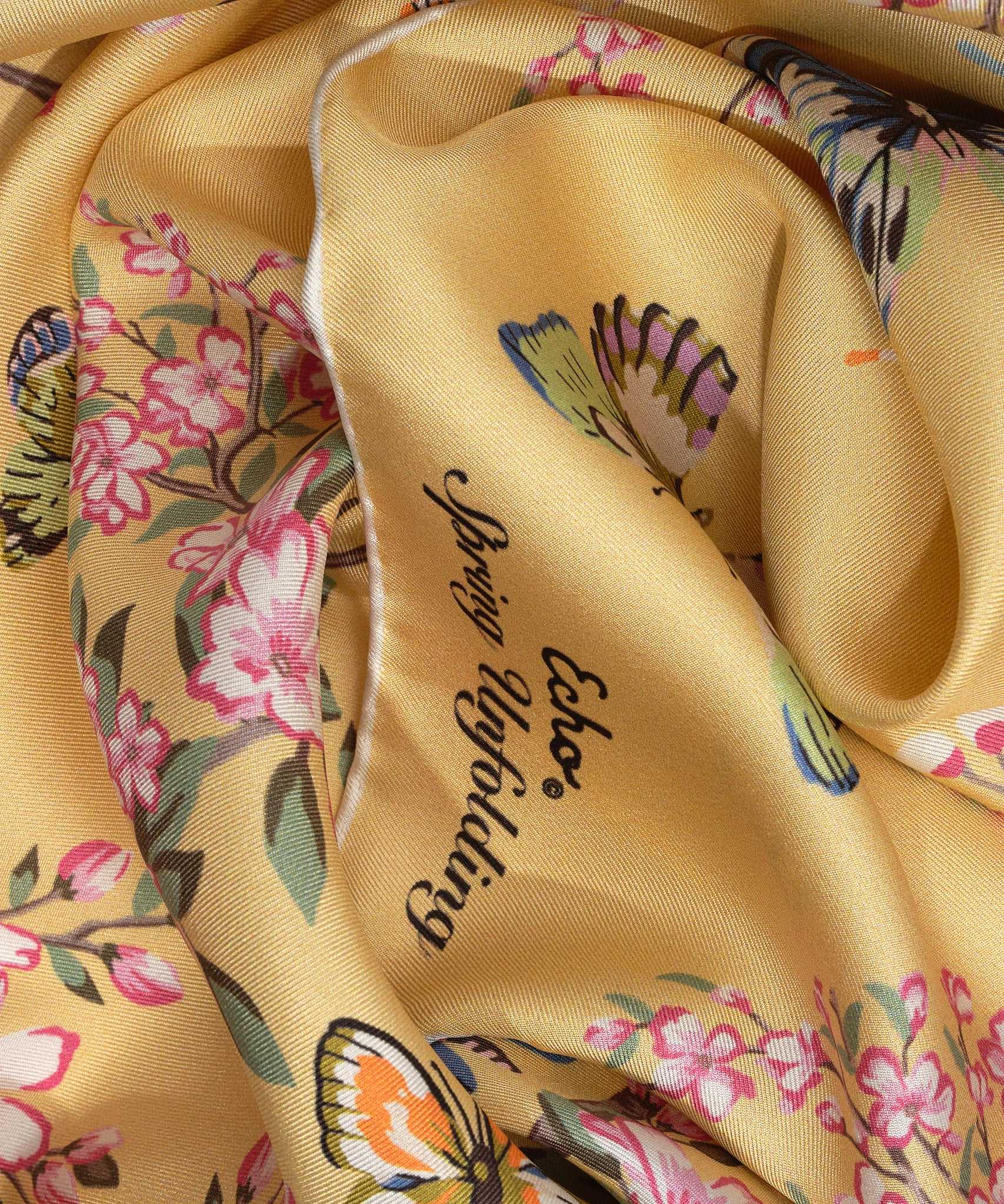 Echo New York Spring Unfolding 23" Silk Bandana In White