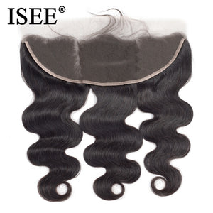 ISEE HAIR Brazilian Body Wave Lace Frontal Closure 13*4 Swiss Lace Remy Human Hair Weaves Ear To Ear Free Part With Baby Hair