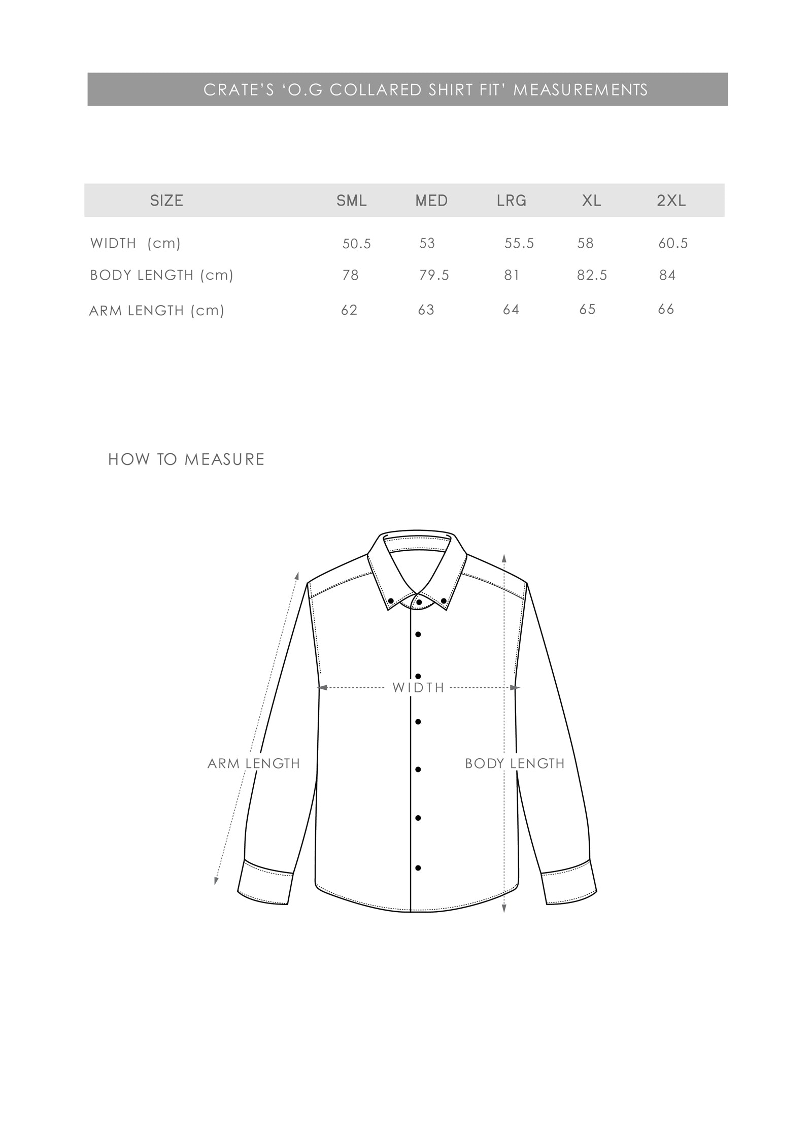 Size Guide Mens O.G Longsleeve Shirt