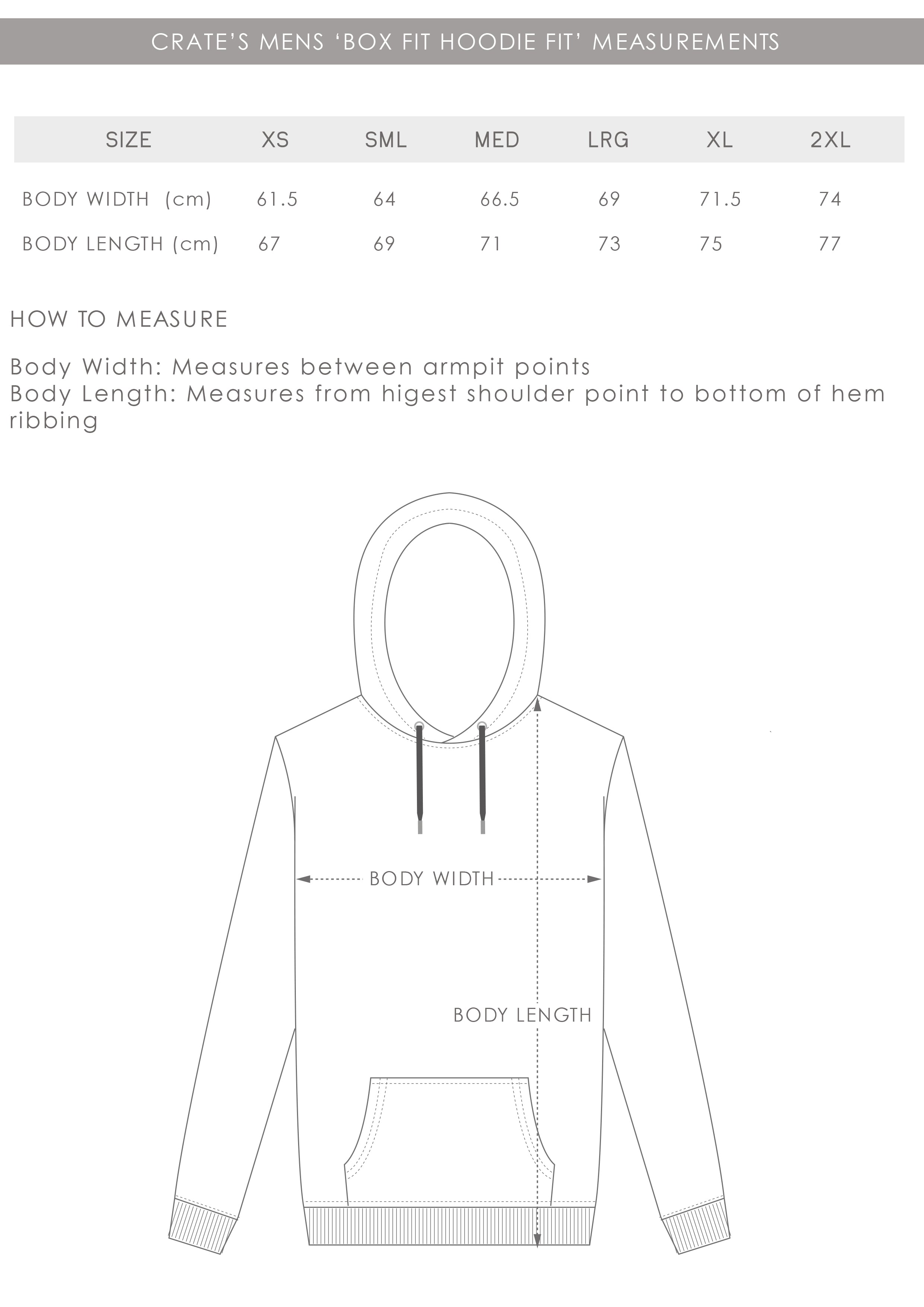 Size Guide - Mens O.G Box Fit – Crate Clothing