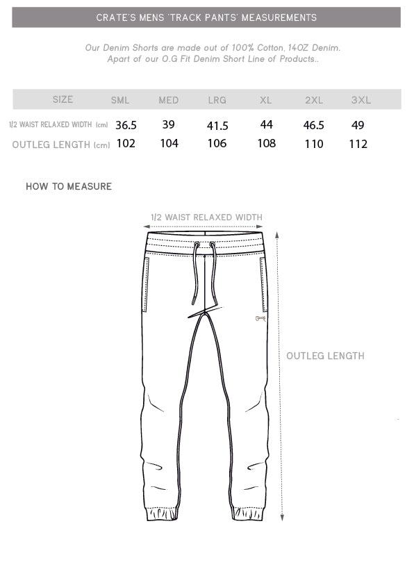 Size Guide - crate super fleece track pant fit – Crate Clothing