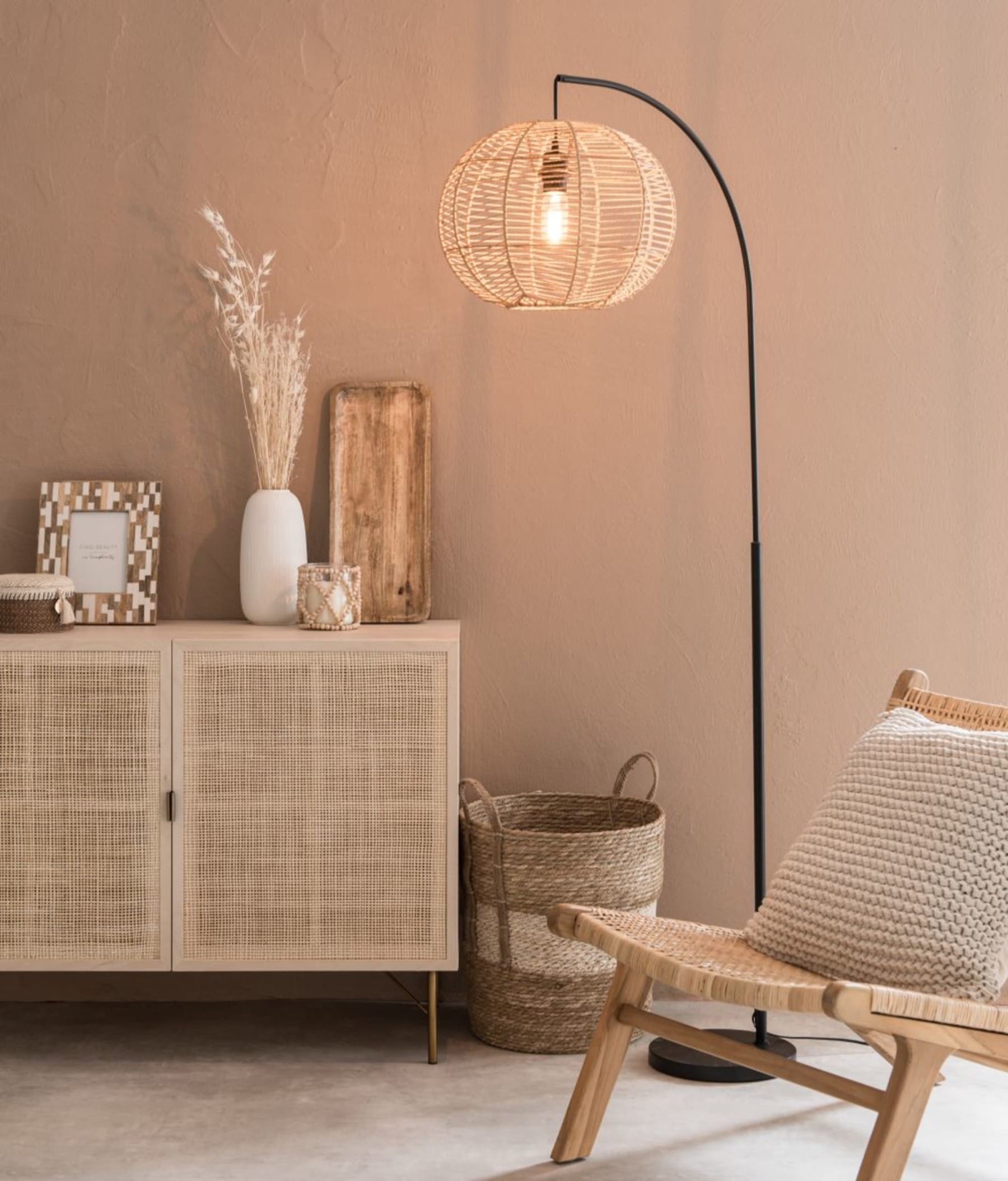 beige natural floor lamp